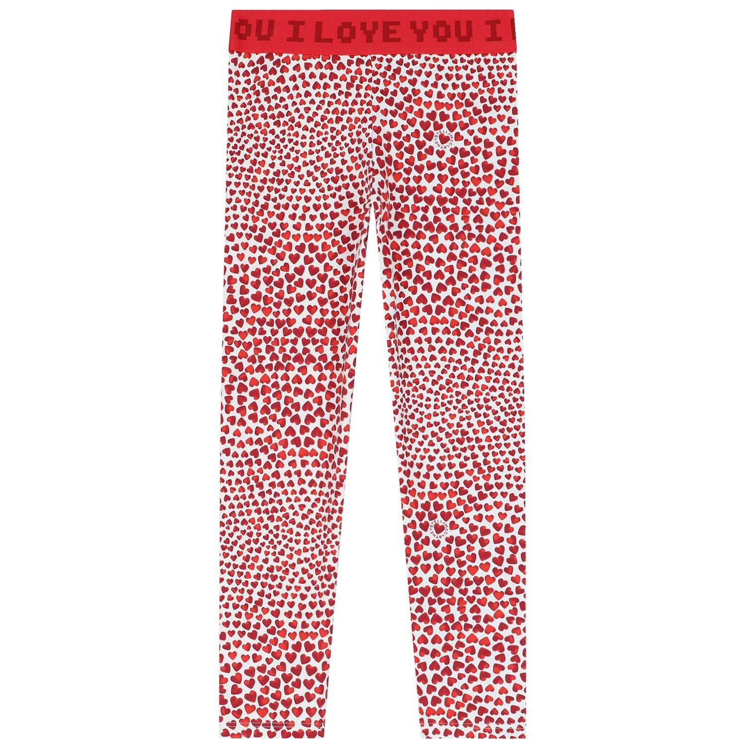 Girls White & Red Hearts Leggings, 1, hi-res
