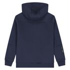 Boys Navy Blue Printed Hooded Top, 1, hi-res