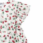 Girls White & Red Cherry Print Beach Dress, 1, hi-res
