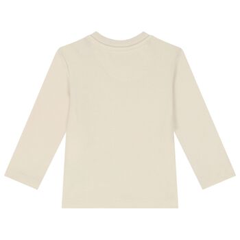 Baby Boys Beige Logo Long Sleeve Top