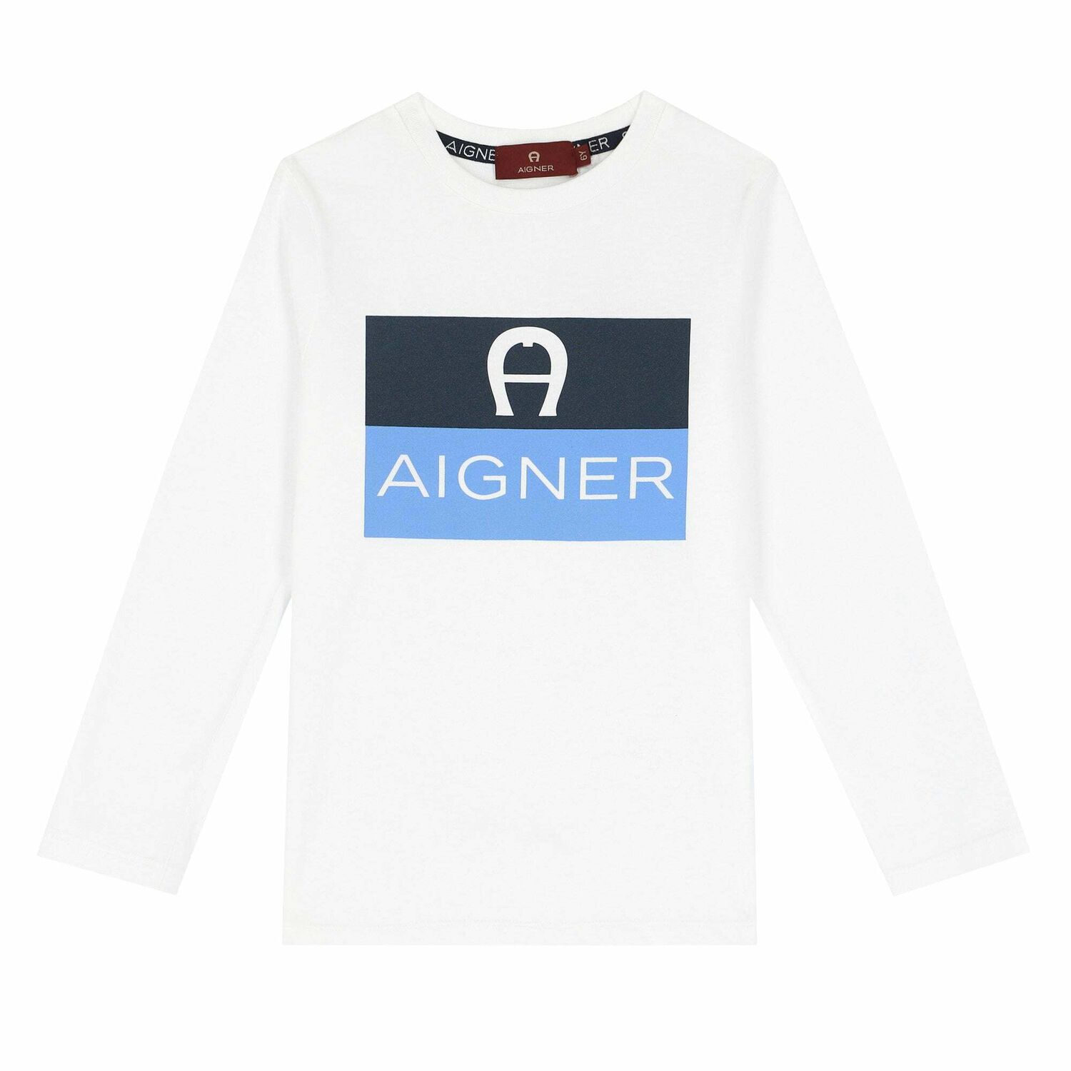 Boys White Logo Long Sleeve Top, 1, hi-res image number null