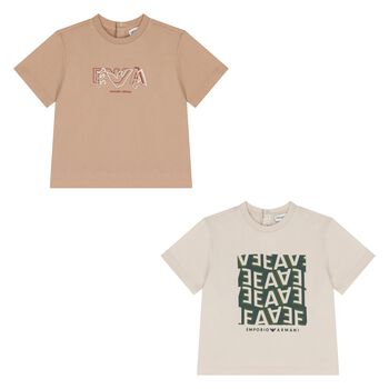 Younger Boys Beige T-Shirts ( 2 Pack )