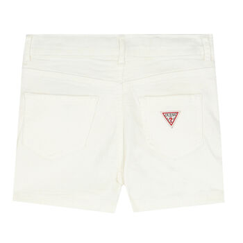 Girls White Logo Shorts