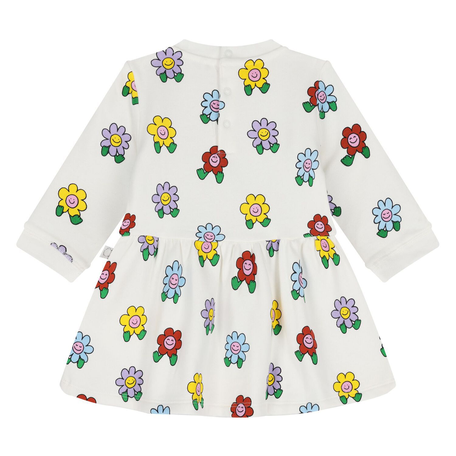 فستان بنات مزين بالزهور باللون الابيض , 1, hi-res