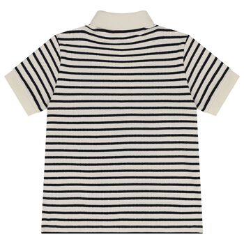 Boys Ivory & Black Logo Polo Shirt