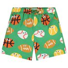 Boys Green Balls Swim Shorts, 1, hi-res