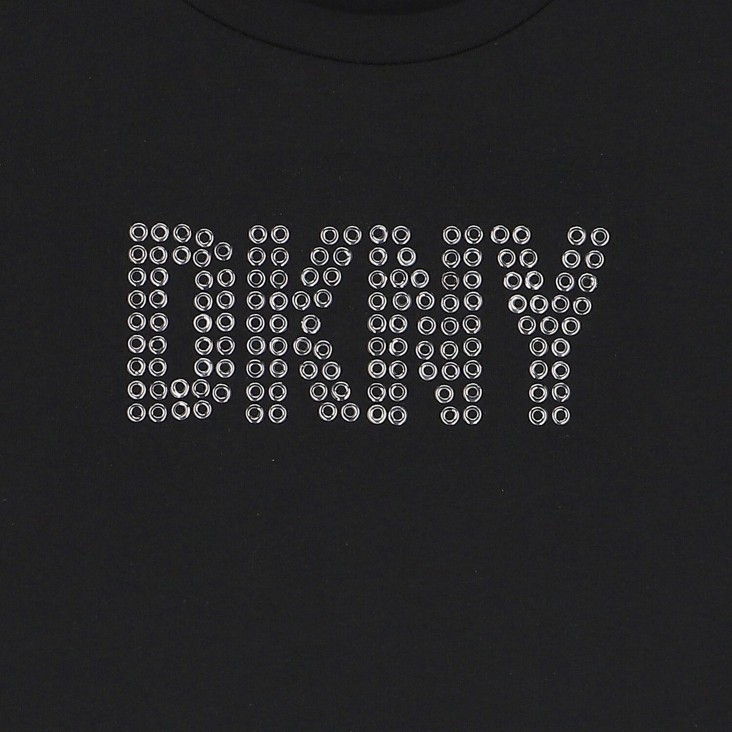 Girls Black Studded Logo T-Shirt, 1, hi-res