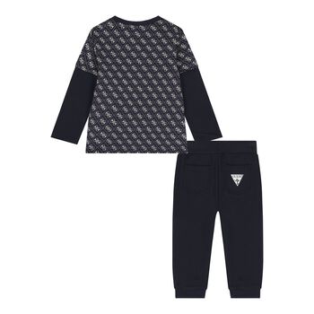Baby Boys Navy Blue Logo Trouser Set