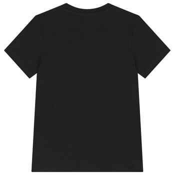 Boys Black Teddy Bear Logo T-Shirt