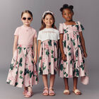 Girls White & Pink Rose Dress, 1, hi-res