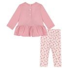 طقم ليجنز بنات بالشعار باللون الوردي , 1, hi-res