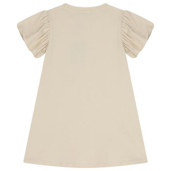 Girls Beige Bag Logo Dress