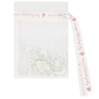 Girls White & Silver Butterfly Hair Clip