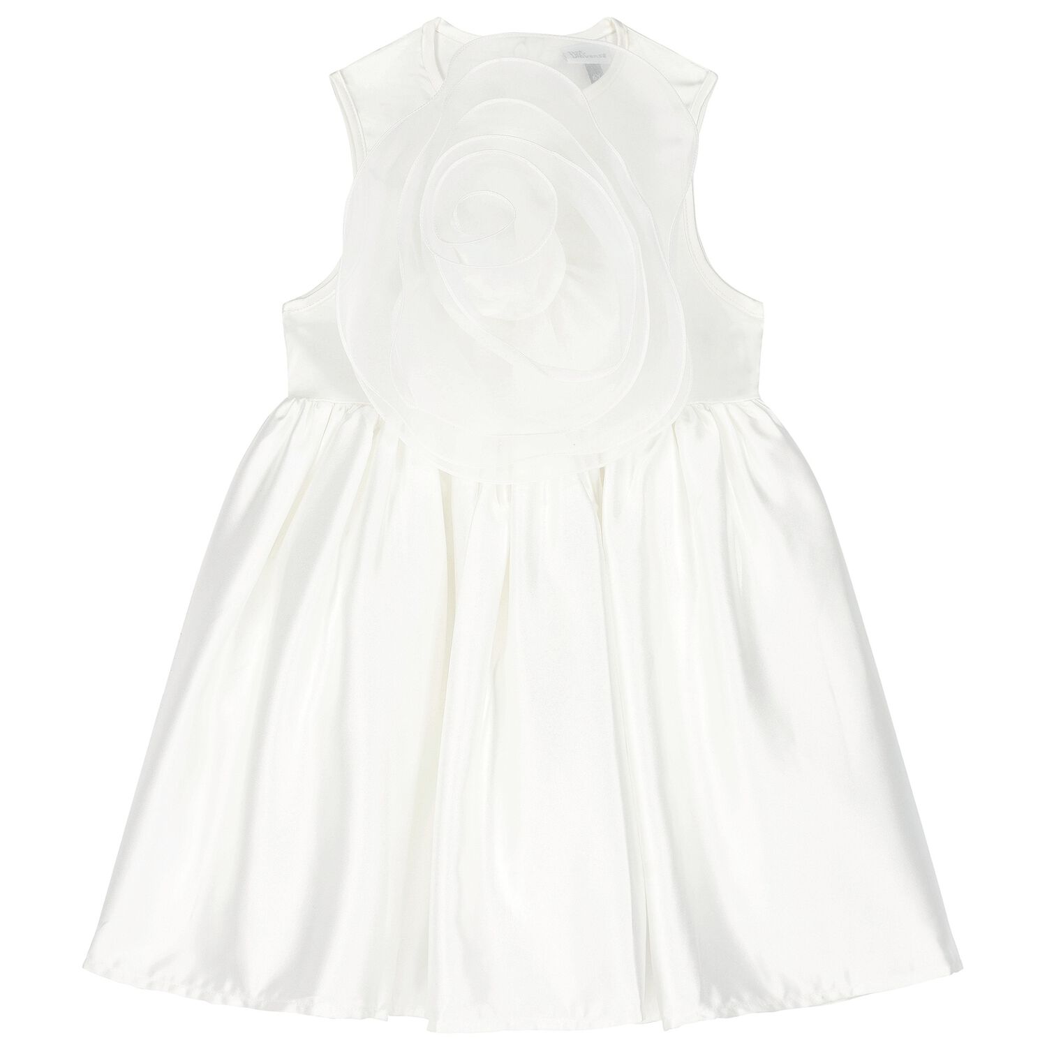 Girls White Rose Satin Dress, 1, hi-res image number null