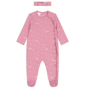 Guess Baby Girls Pink Heart Babygrow Gift Set, 1 Baby Girls Pink Heart Babygrow Gift Set