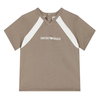 Younger Boys Beige Logo T-Shirt