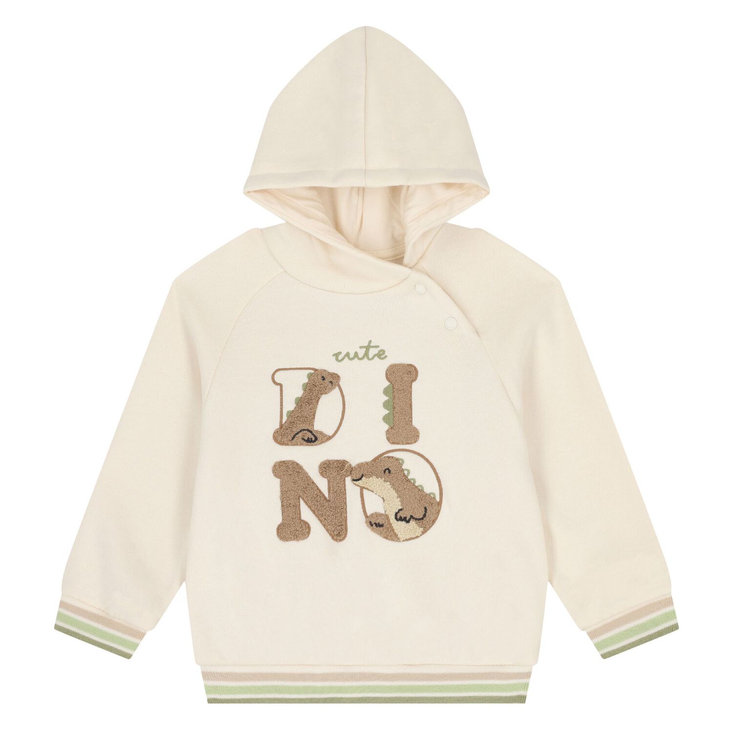 Younger Boys Ivory Dino Hooded Top, 1, hi-res