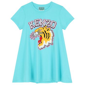 Girls Blue Varsity Tiger T-Shirt Dress
