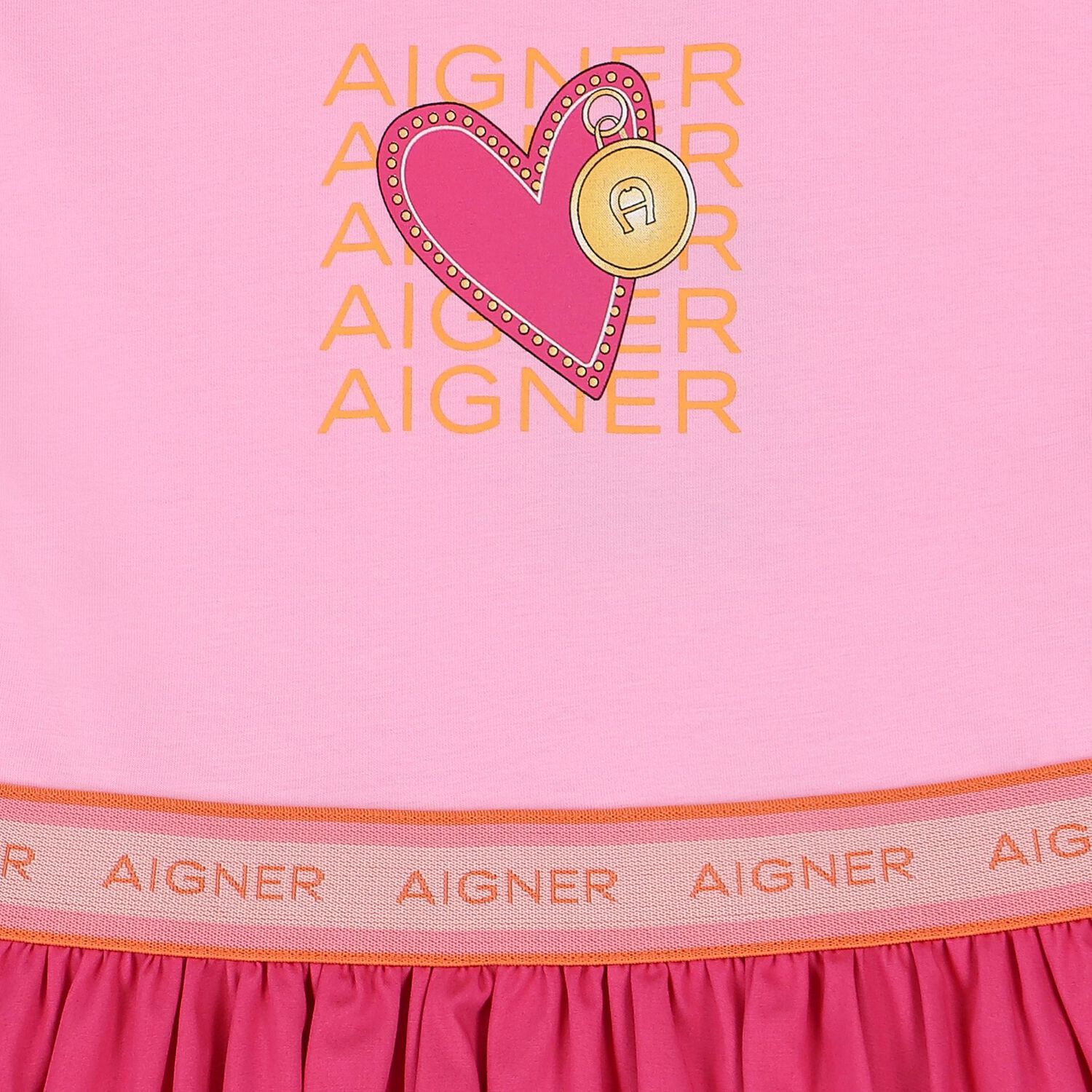 فستان بنات بالشعار وطبعة قلب باللون الوردى, 2, hi-res