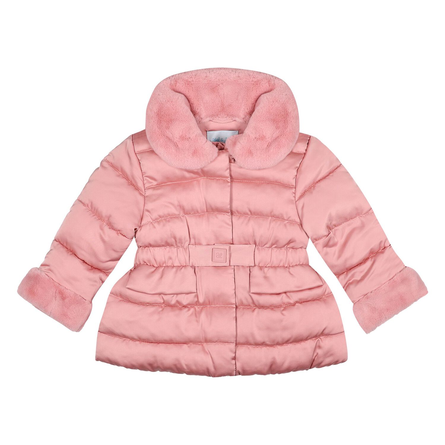 Younger Girls Pink Hooded Puffer Jacket, 1, hi-res