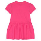 Girls Pink Teddy Bear Logo Dress, 3, hi-res