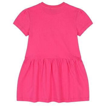Girls Pink Teddy Bear Logo Dress