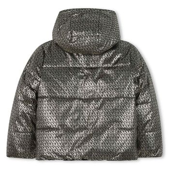 Girls Black & Silver Reversible Puffer Jacket