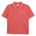 Boys Mini Me Red Logo Polo Shirt, 7, hi-res