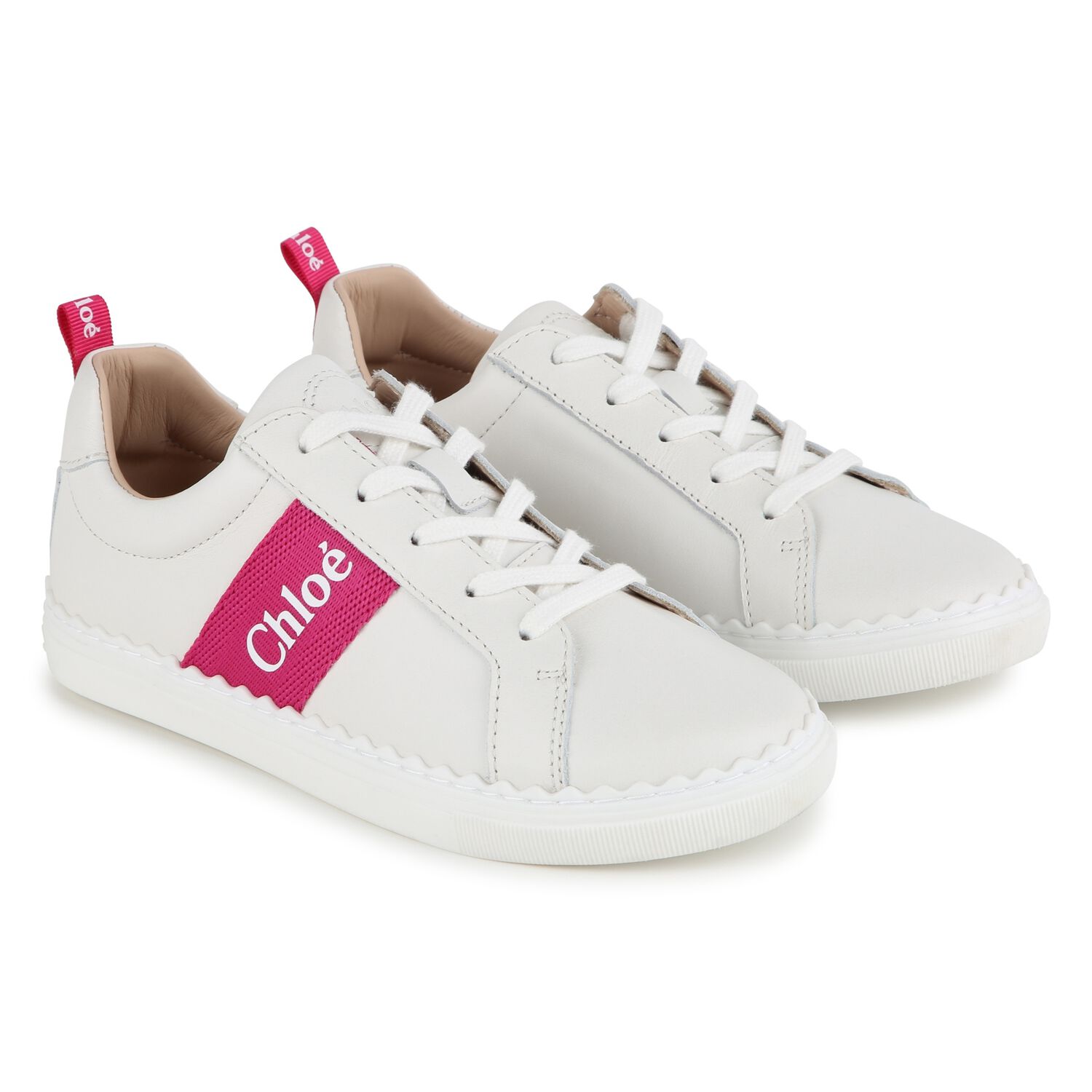 Gilrs Ivory & Pink Logo Trainers, 1, hi-res image number null