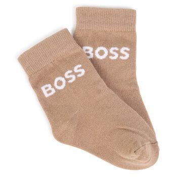 Baby Boys Beige, White & Black Logo Socks ( 3-Pack ) 