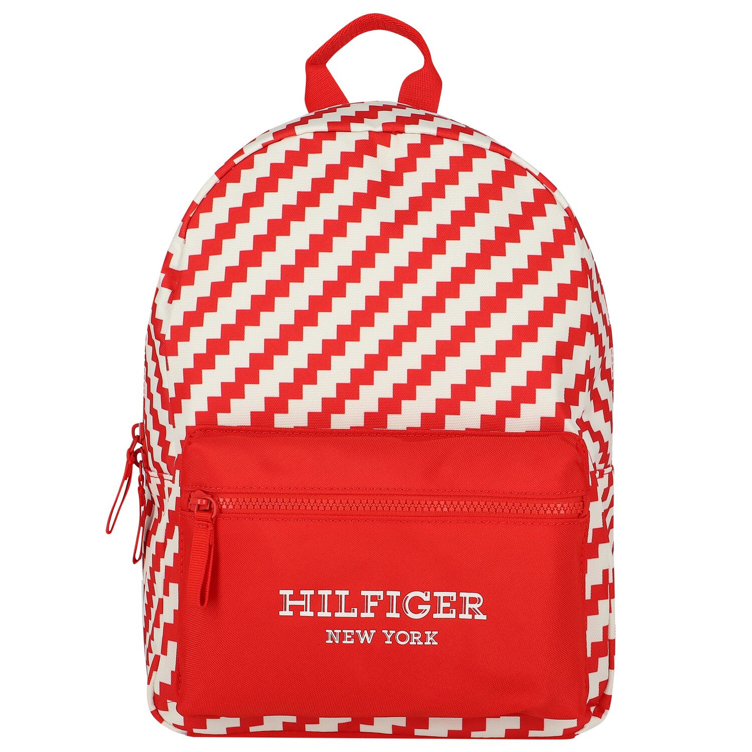 Red & Ivory Striped Logo Backpack, 2, hi-res image number null