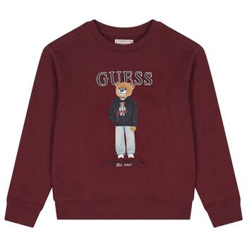 Boys Burgundy Teddy Bear Logo Sweatshirt