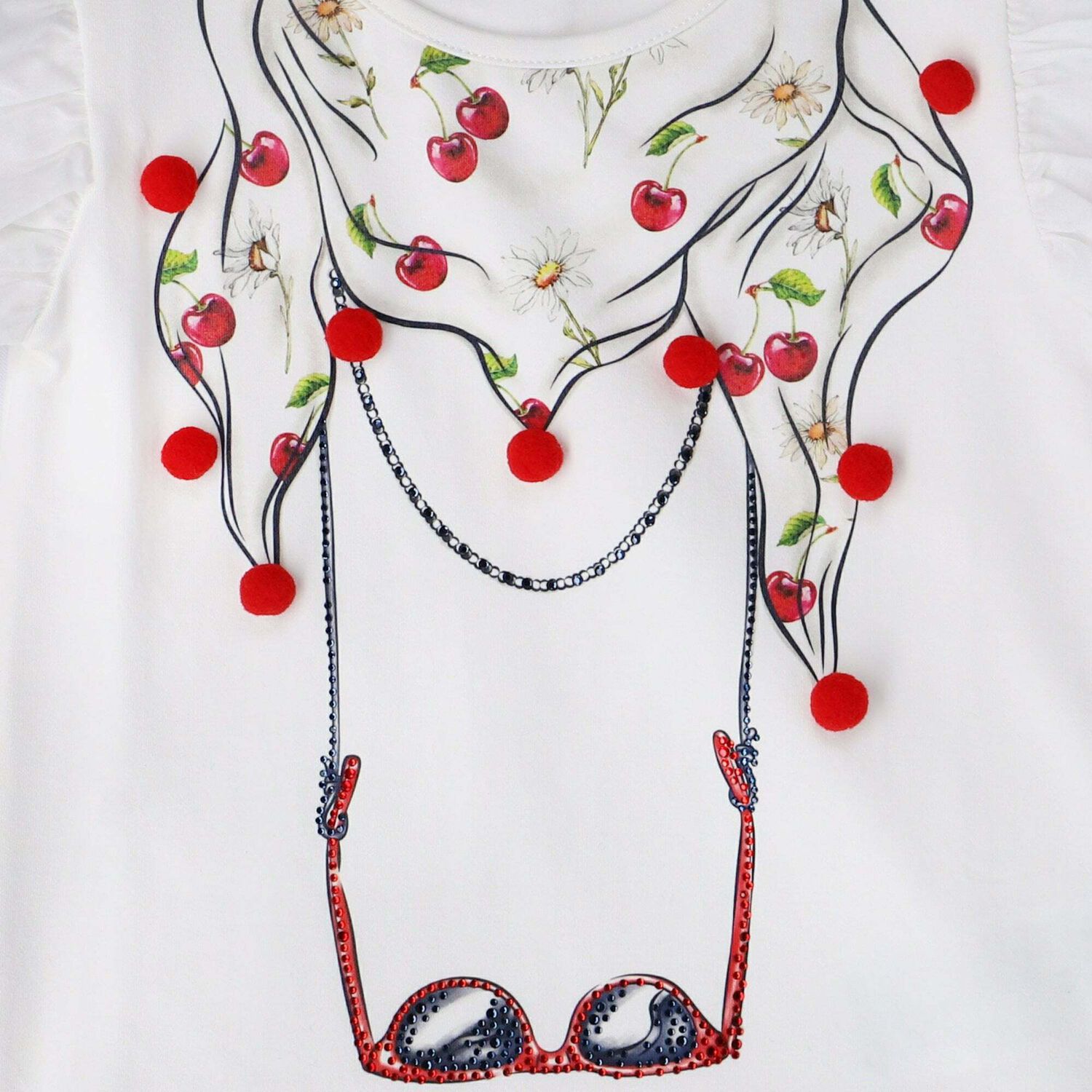 Girls White Printed Tops, 1, hi-res image number null