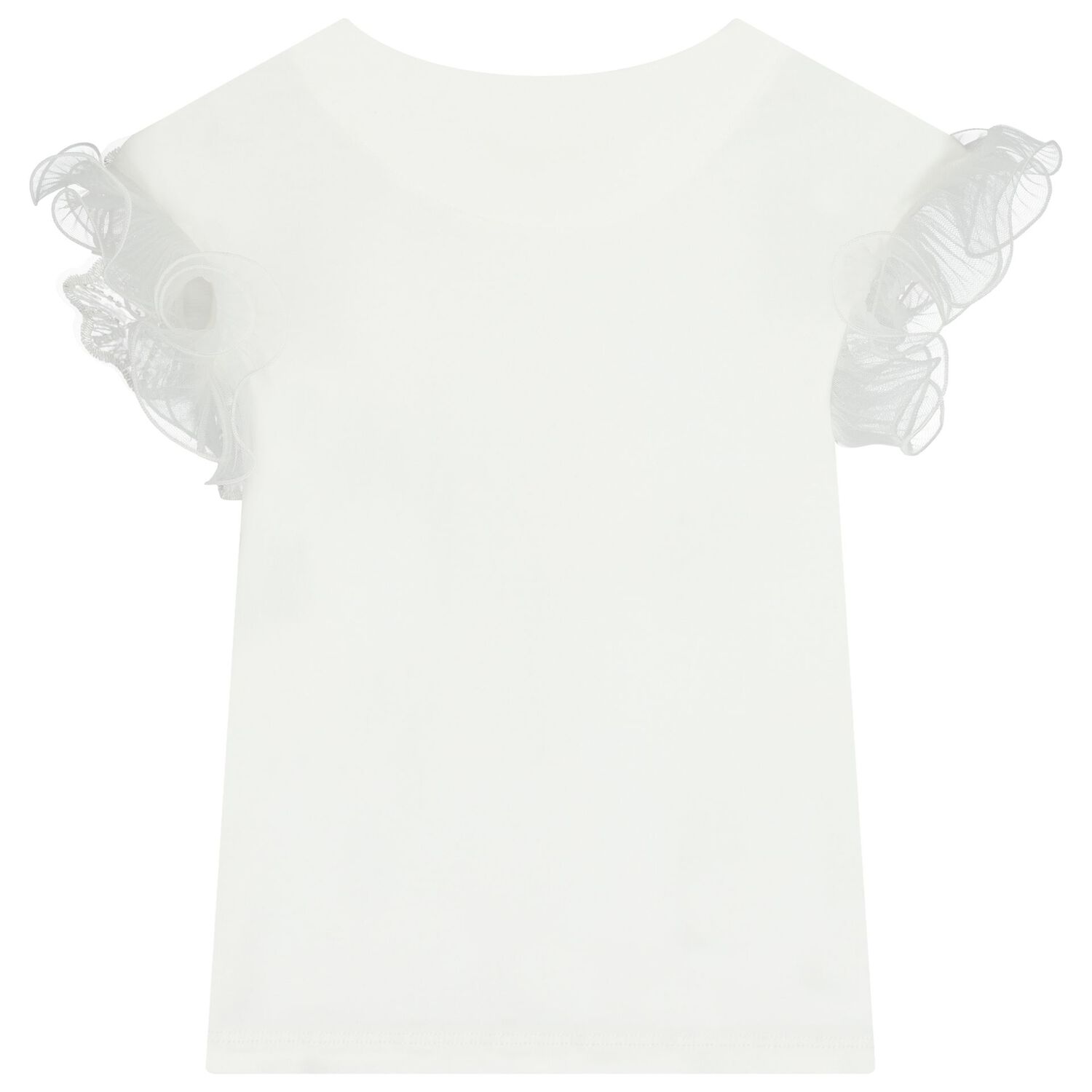 Girls White Sequin Flower Blouse, 1, hi-res