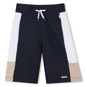 Boys Navy Blue Logo Shorts