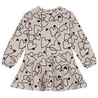 Girls Beige Heart Dress Set, 3, hi-res
