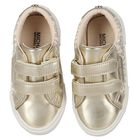 Girls Ivory & Gold Logo Trainers, 1, hi-res