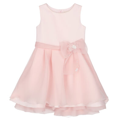 Girls Pink Organza & Satin Dress