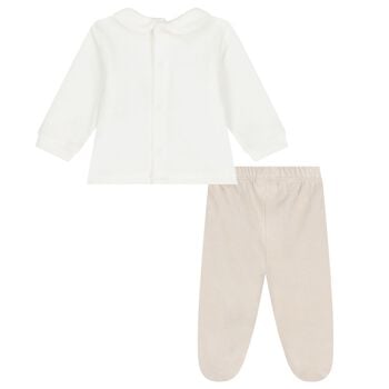 White & Beige Teddy Bear ( 2 Piece Babygrow ) 