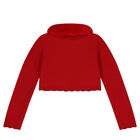 Girls Red Faux Fur Collar Cardigan, 1, hi-res