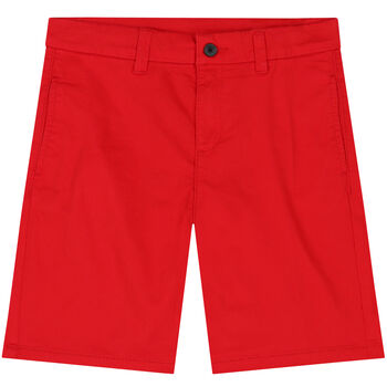 Boys Red Cotton Twill Shorts