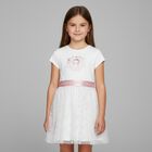 Girls White & Rose-Gold Logo Dress, 1, hi-res
