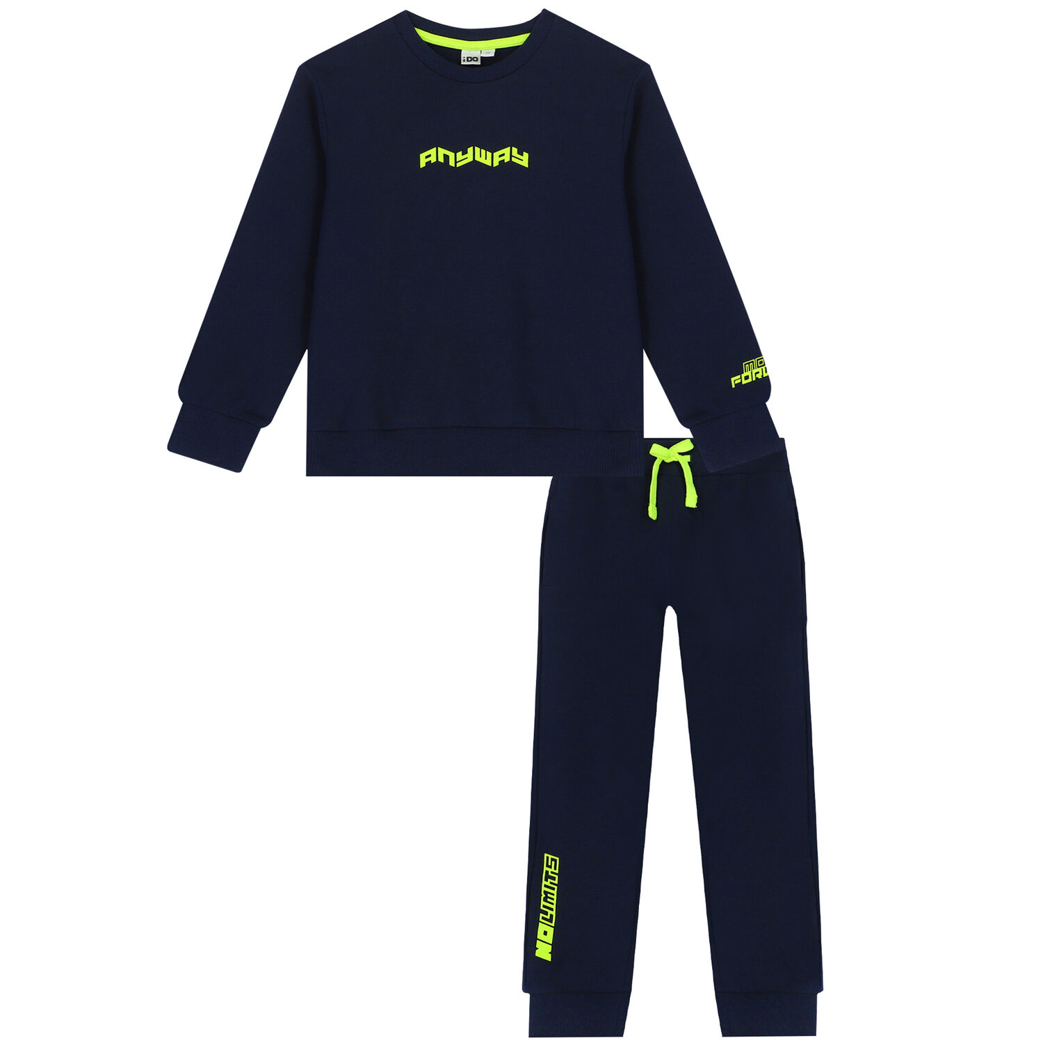 Boys Navy & Neon Green Tracksuit, 1, hi-res