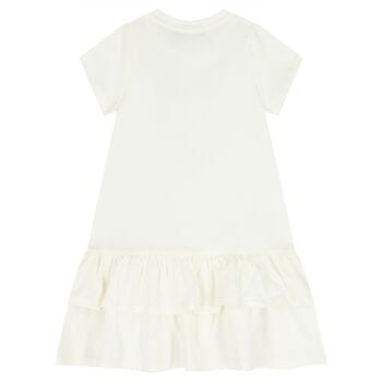 Girls Ivory Necklace Logo Dress