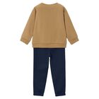 Boys Beige & Navy Blue Tracksuit, 1, hi-res