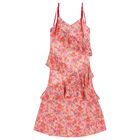Girls Pink Floral Ruffle Maxi Dress, 1, hi-res