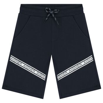 Boys Navy Blue Logo Shorts