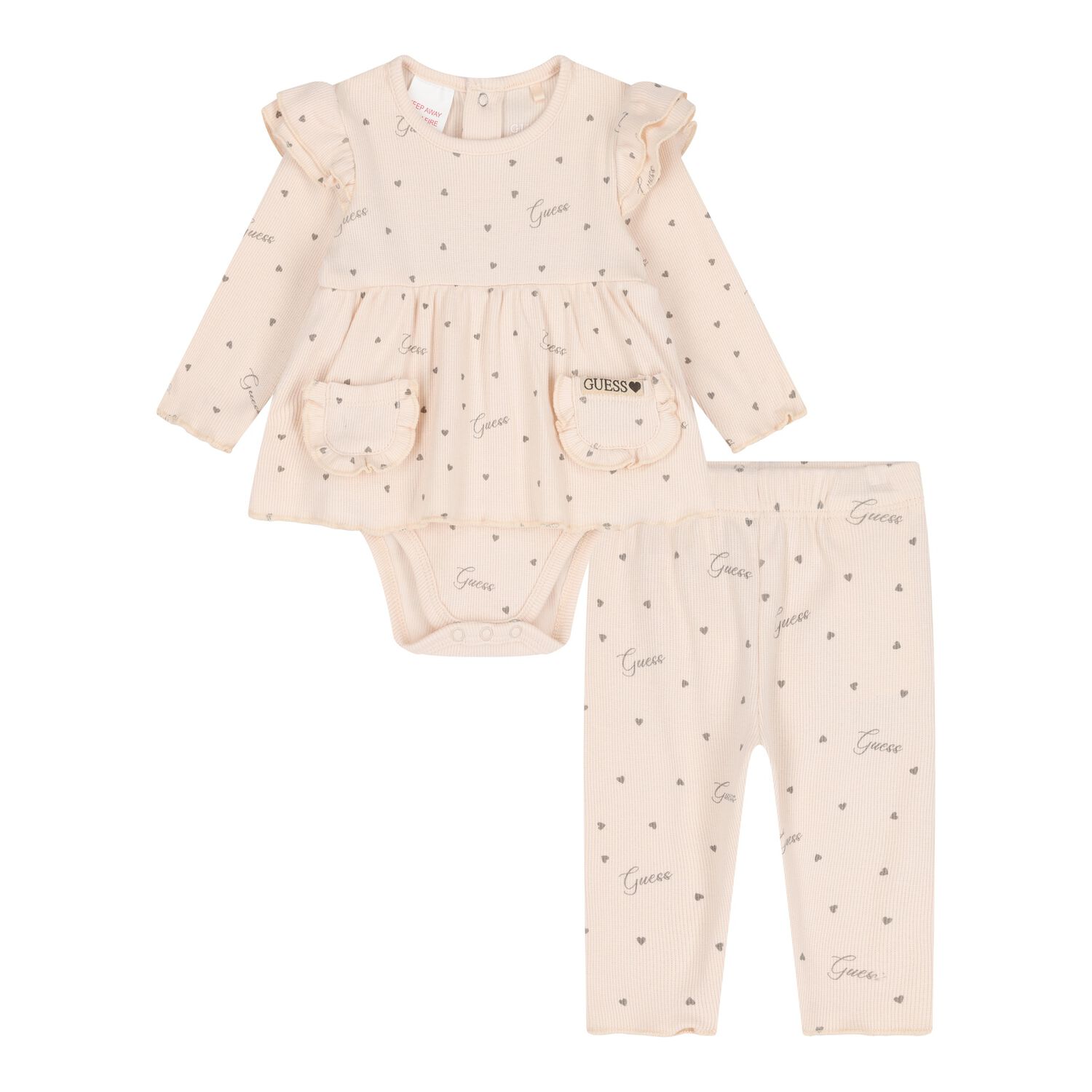 Baby Girls Beige Heart Bodysuit Gift Set, 2, hi-res image number null