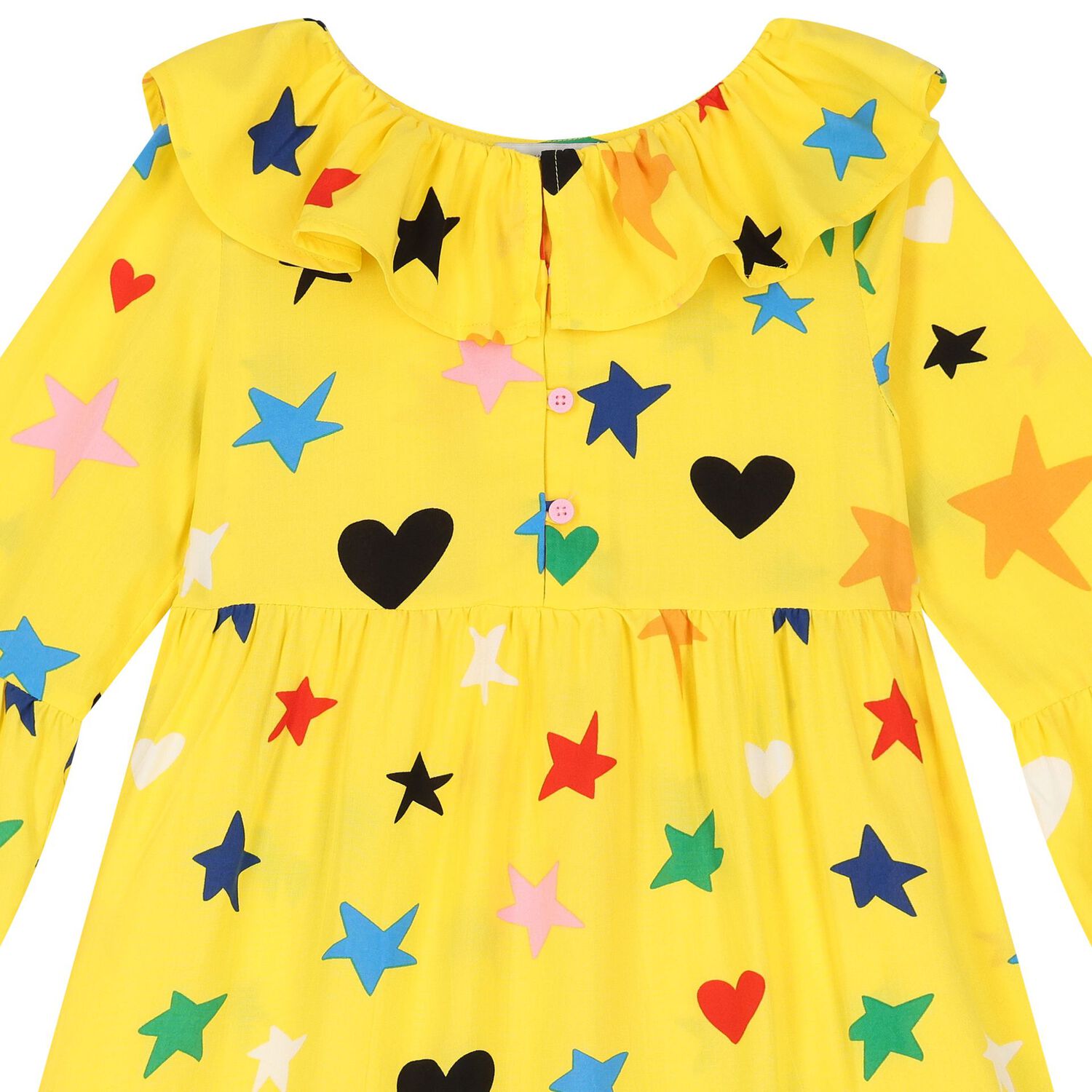 فستان بطبعة النجمة باللون الأصفر للبنات, 1, hi-res