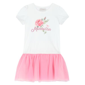 Girls White & Pink Logo Dress